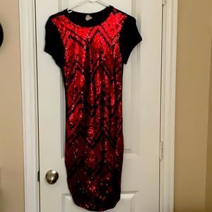 Red and black dress